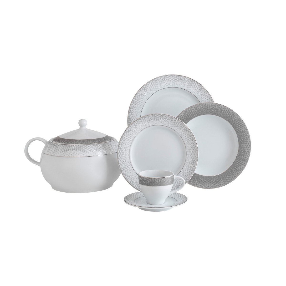Güral Tolstoy tableware set, plates, bowls, and cups