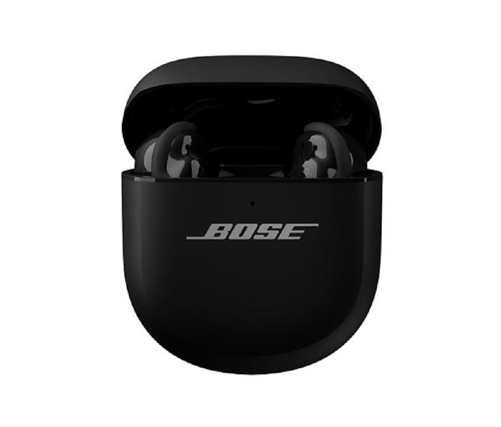 Bose charging case open with earbuds