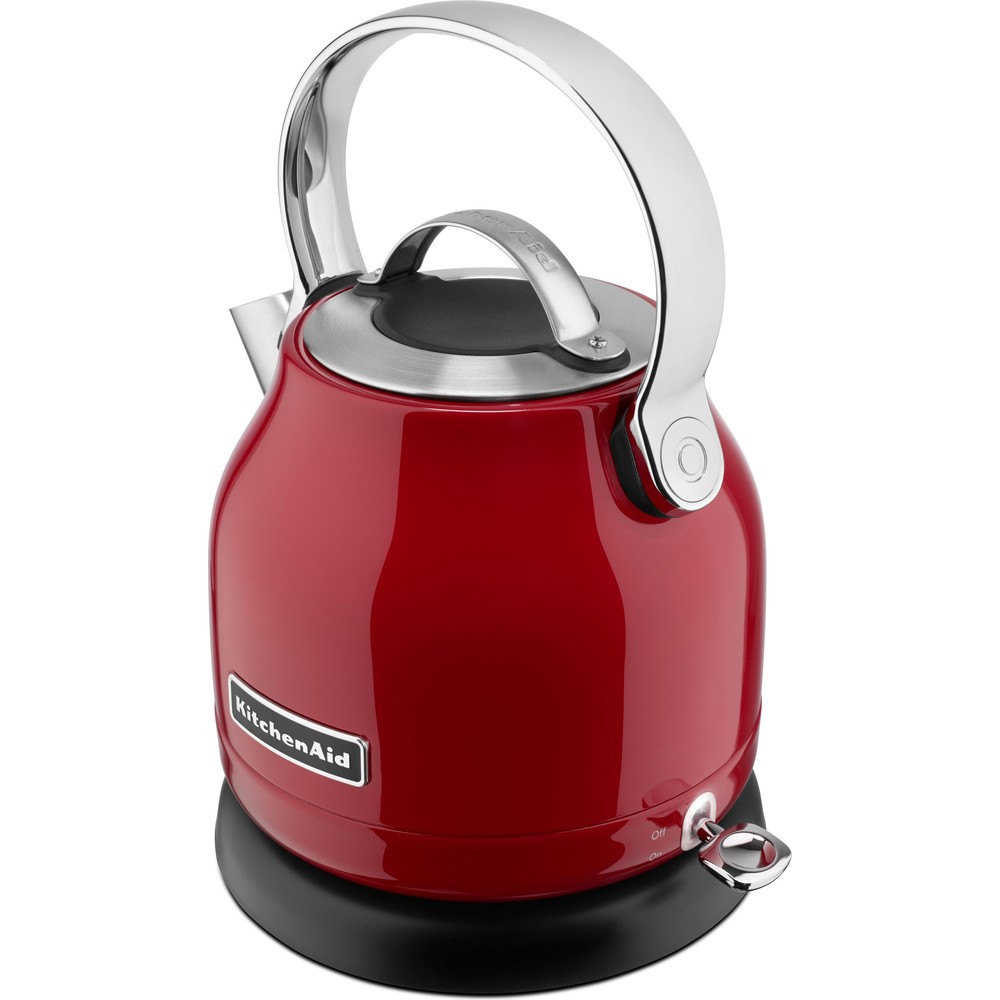 Rear view of the KitchenAid 5KEK1222EER kettle in Empire Red with clearly visible power switch.