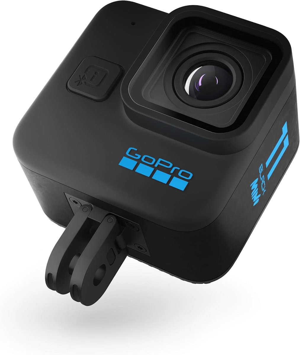 Close-up of the ports and built-in battery on the GoPro HERO11 Black Mini.