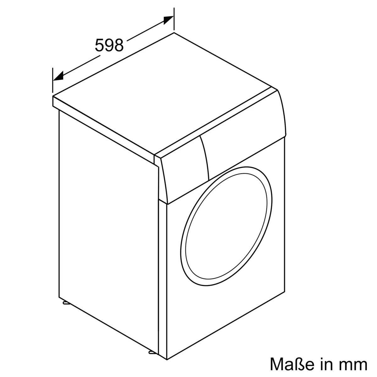 Detailed diagram for the installation niche and depth with the appliance door open (1090 mm)