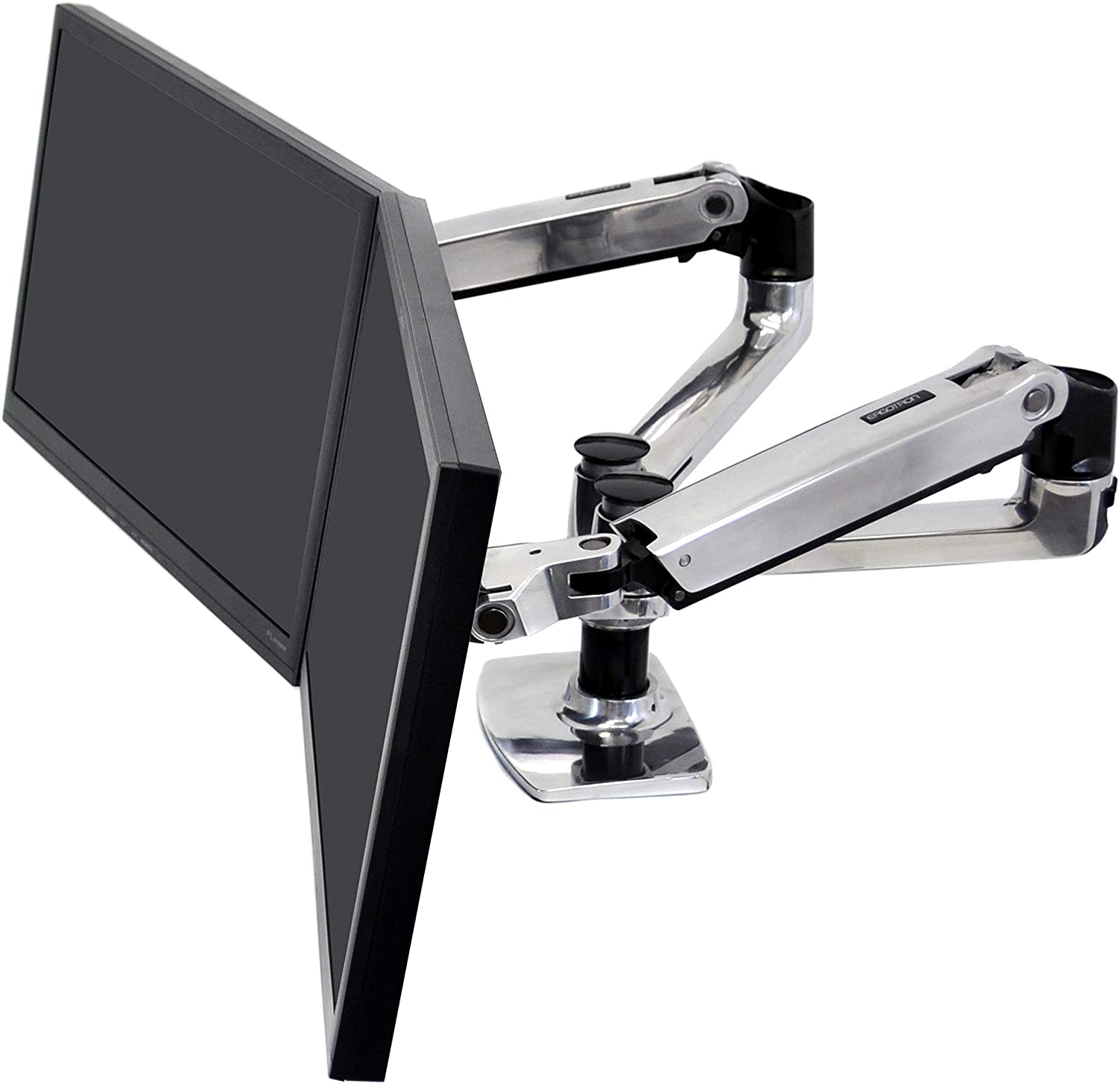 LX Dual Monitor Arm für zwei Monitore nebeneinander, Tischhalterung (Aluminium)