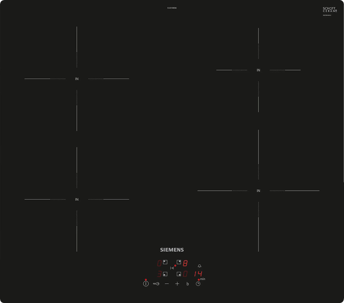 Siemens EU611BEB6E iQ100 induction hob 60 cm frameless front view