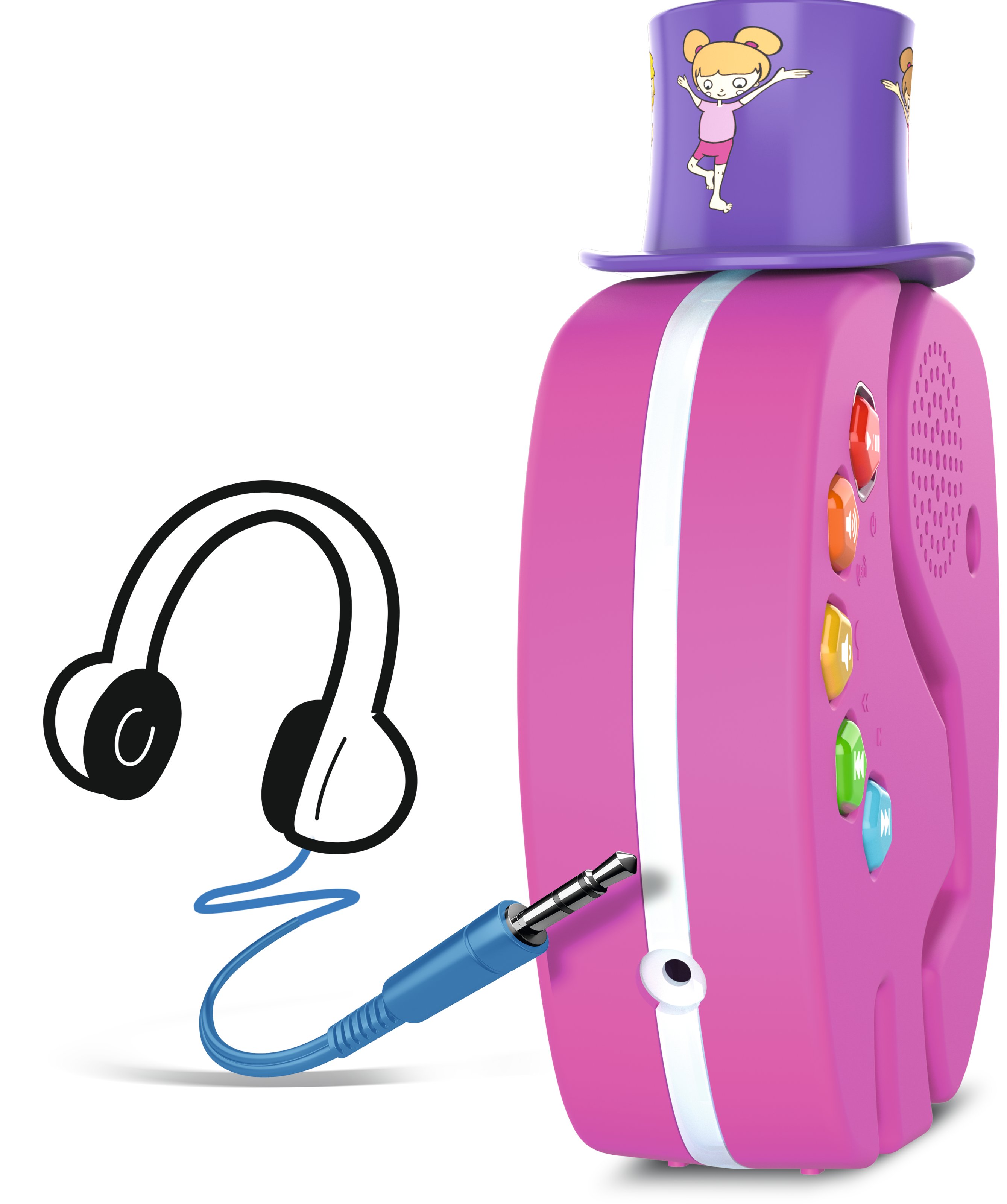Technifant Pink, view of the headphone connection.