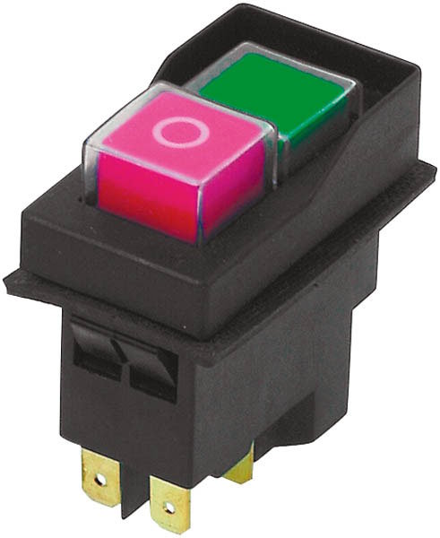 Tripus TP02A-UC Front – Voltage-free switch with push buttons Tripus TP02A-UC voltage-free switch front view with red-green push buttons