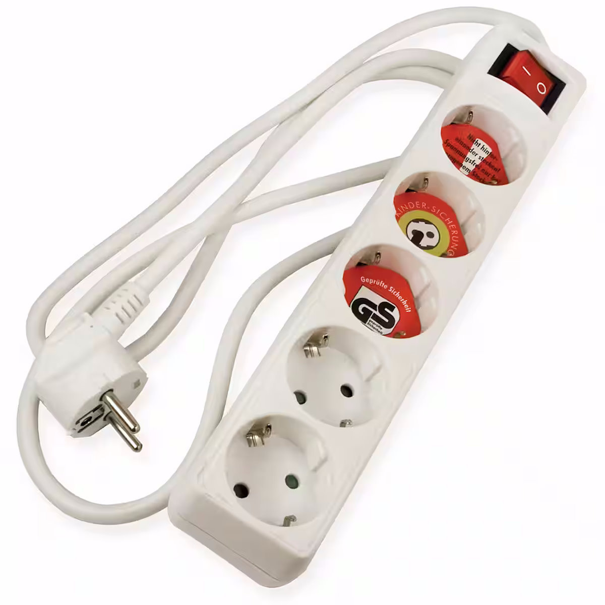 Arcas 5-way power strip with switch with 1.5m connection cable, white