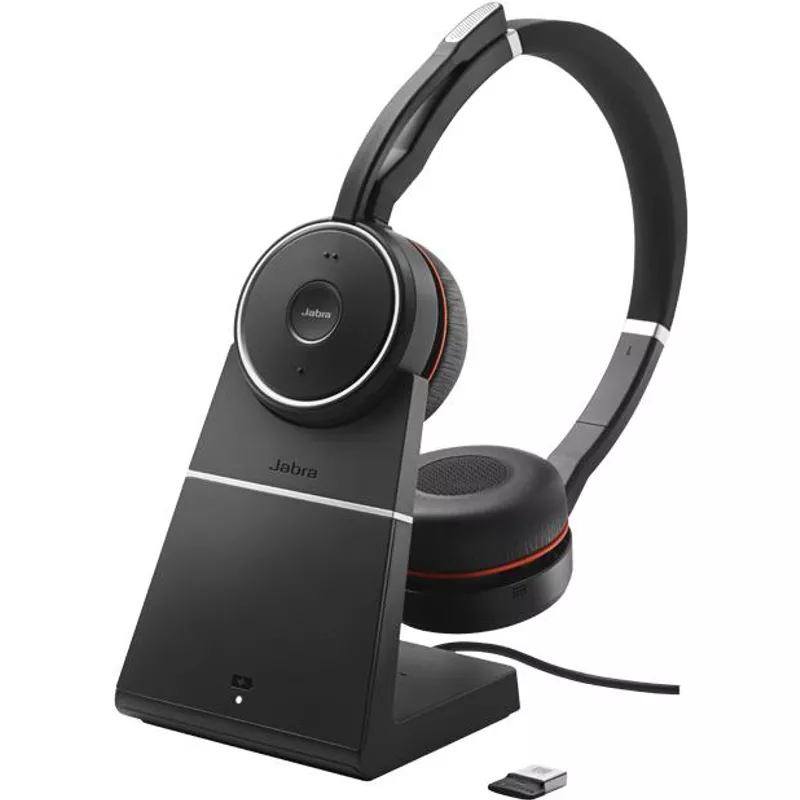 Jabra Evolve 75 UC Stereo - Headset - Wireless incl. Link 380a, charging station, Bluetooth, ANC