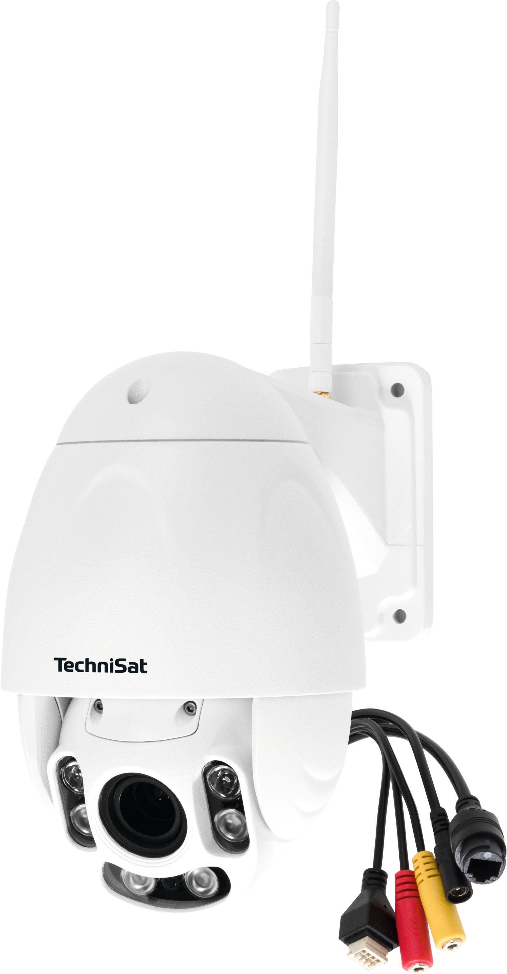 TECHNISAT Outdoor Camera AK2 – rear view with visible power and network connection cables