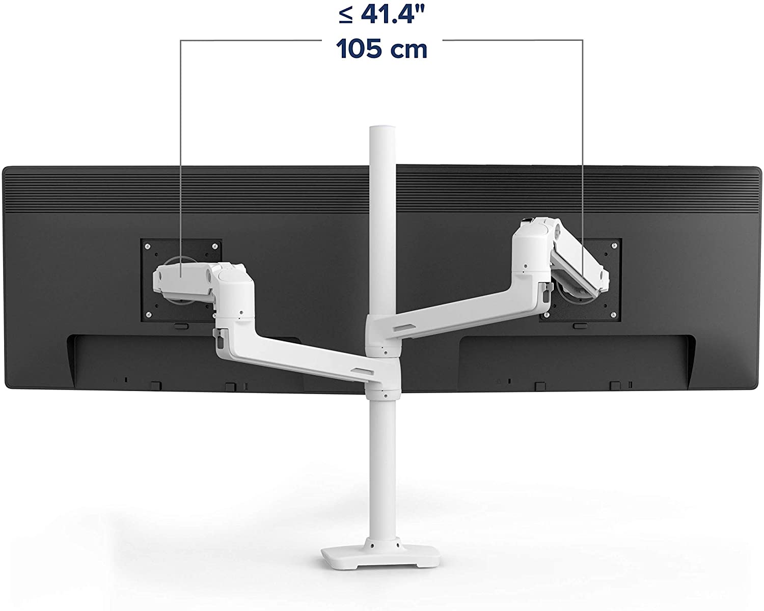 LX Dual Monitor Arm für zwei Monitore nebeneinander, Tischhalterung weiß