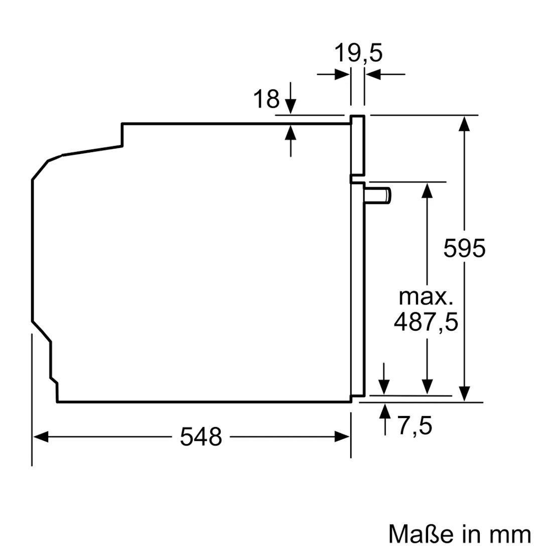 Siemens HB676G0S1 built-in oven in stainless steel - Installation dimensions
