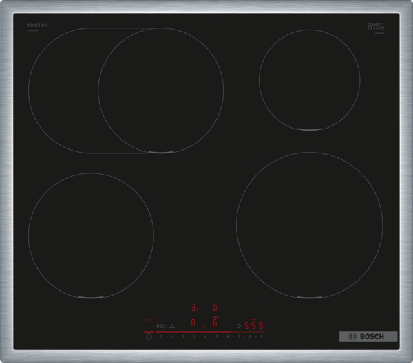 BOSCH PIF645HB1E Series 6 induction hob with surface-mounted frame, 60 cm, black