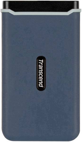 Transcend ESD350C 480GB portable SSD, top view in blue housing"