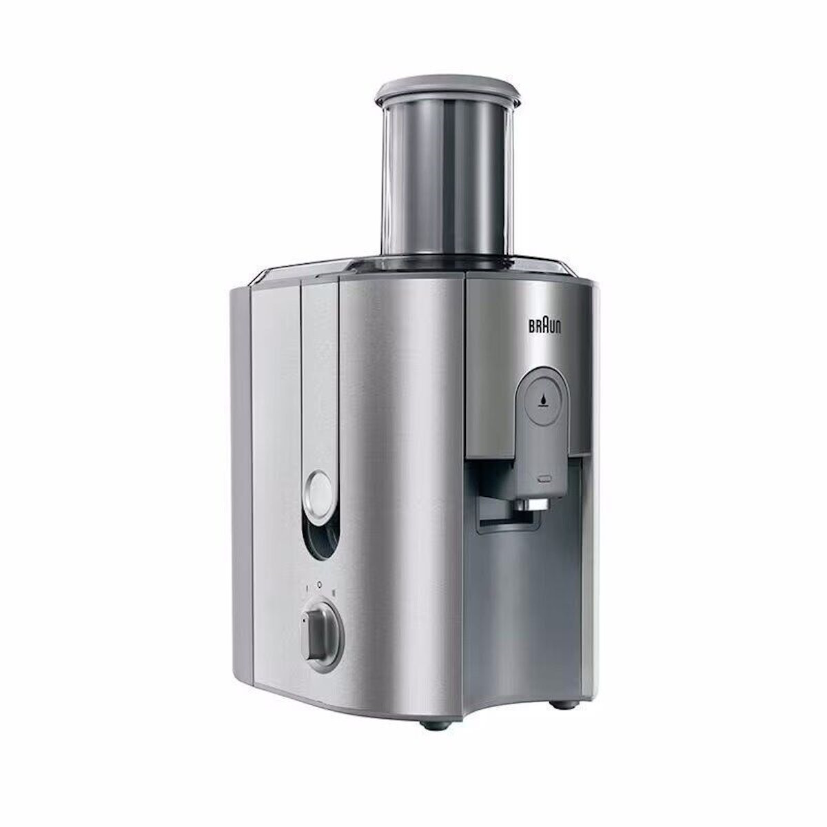 Left side view of the Braun J700 juicer with visible speed selector switch