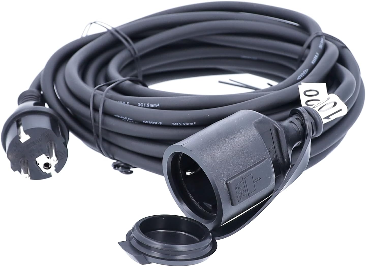 AS Schwabe power extension cable IP44 10m, H05RR-F 3G 1.5mm², rubber, black