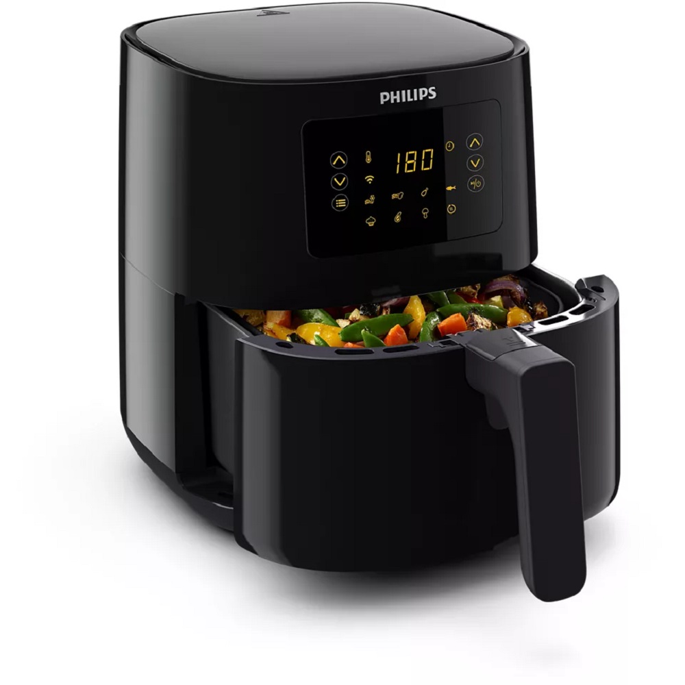 Philips HD9255/90 Airfryer in side view with open drawer