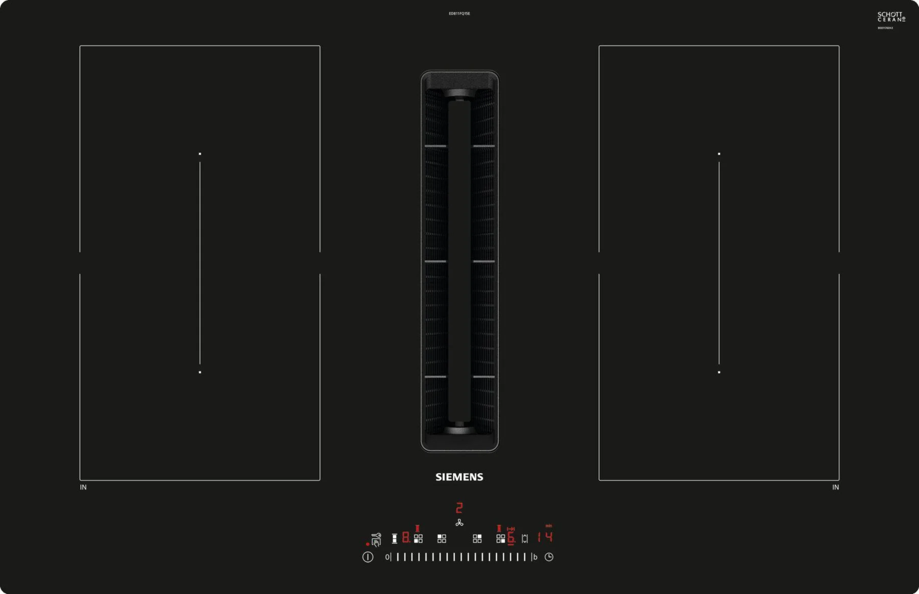 SIEMENS ED811FQ15E, Induktionskochfeld mit Dunstabzug, 802 mm breit, 522 mm tief, EEK: B, EAN: 4242003876510