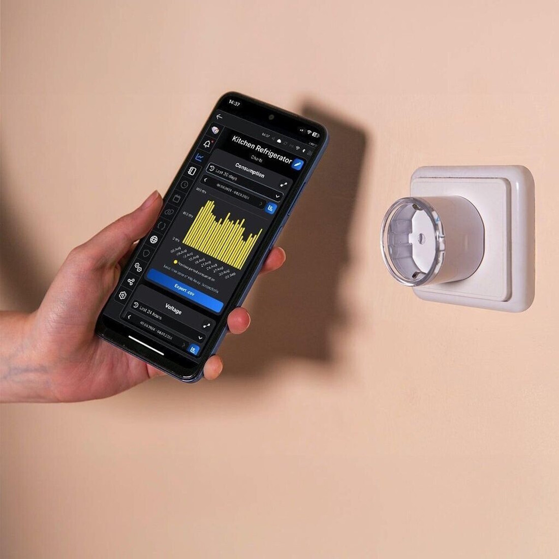 Shelly Plug S Gen3 in use for measuring electricity consumption