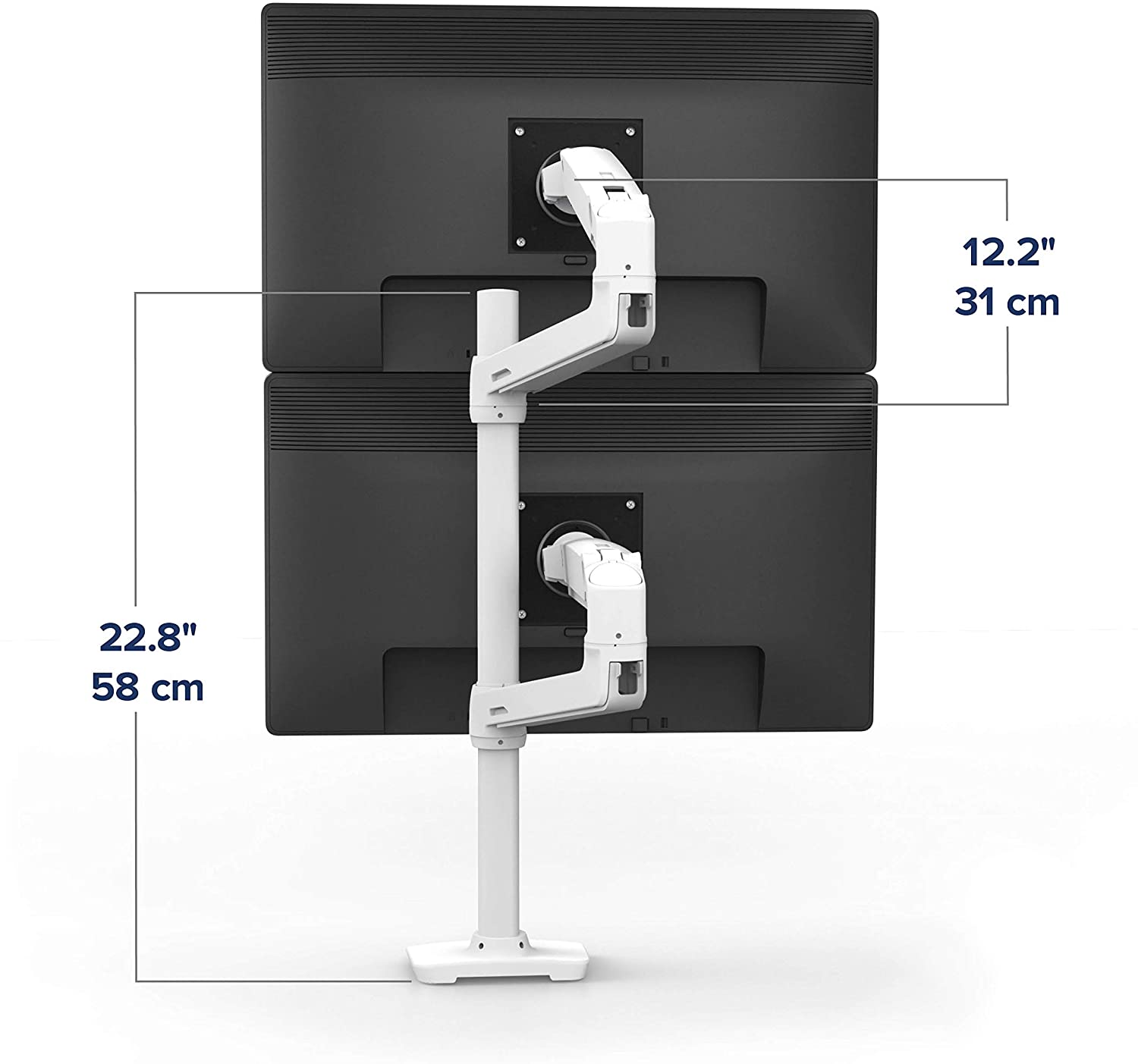 LX Dual Monitor Arm für zwei Monitore nebeneinander, weiss