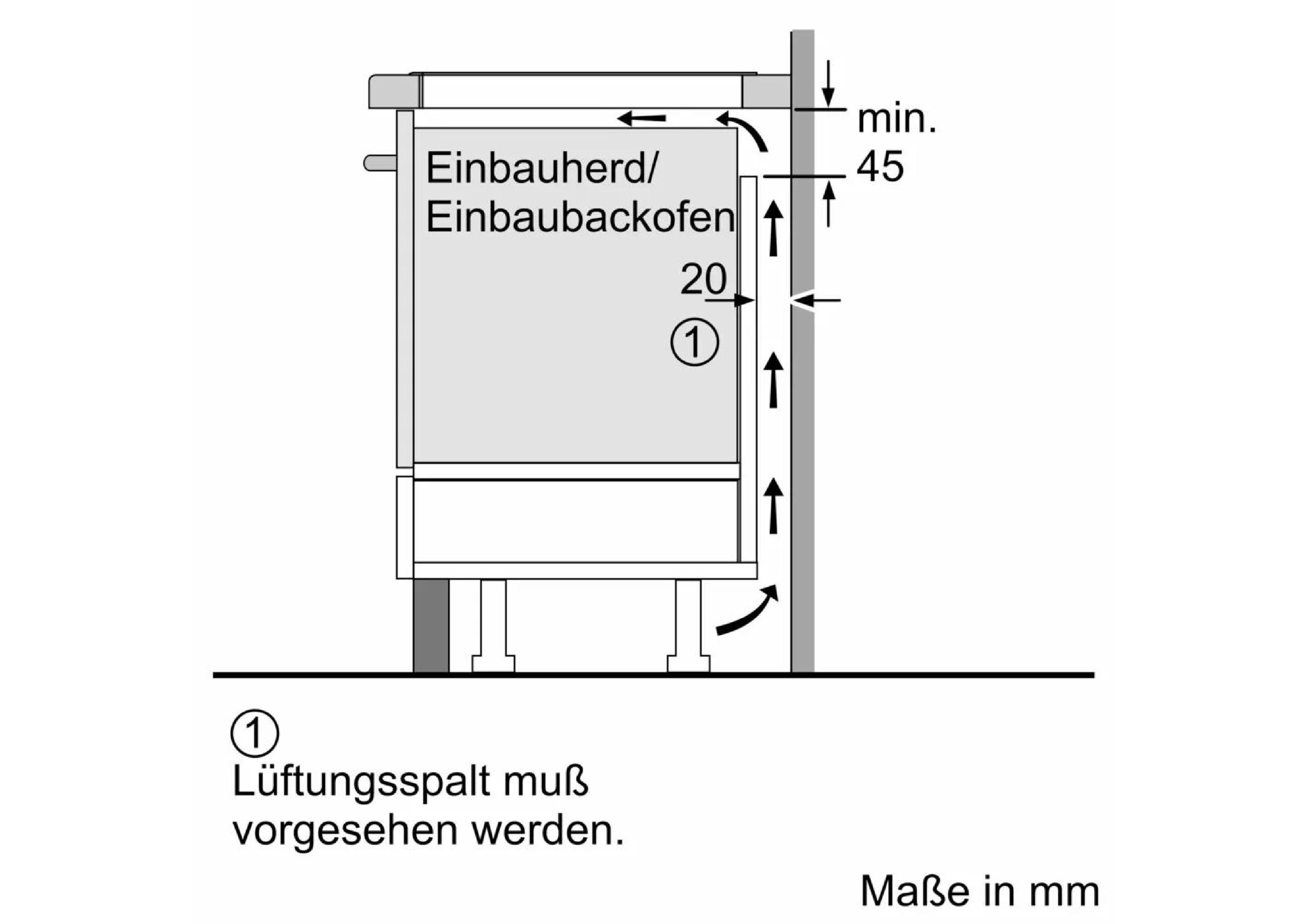 Installation drawing ventilation over oven