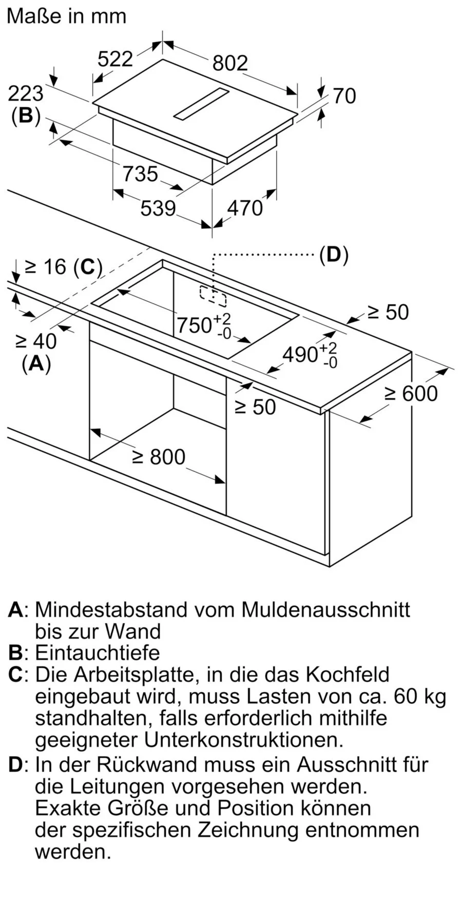 SIEMENS ED811FQ15E, Induktionskochfeld mit Dunstabzug, 802 mm breit, 522 mm tief, EEK: B, EAN: 4242003876510