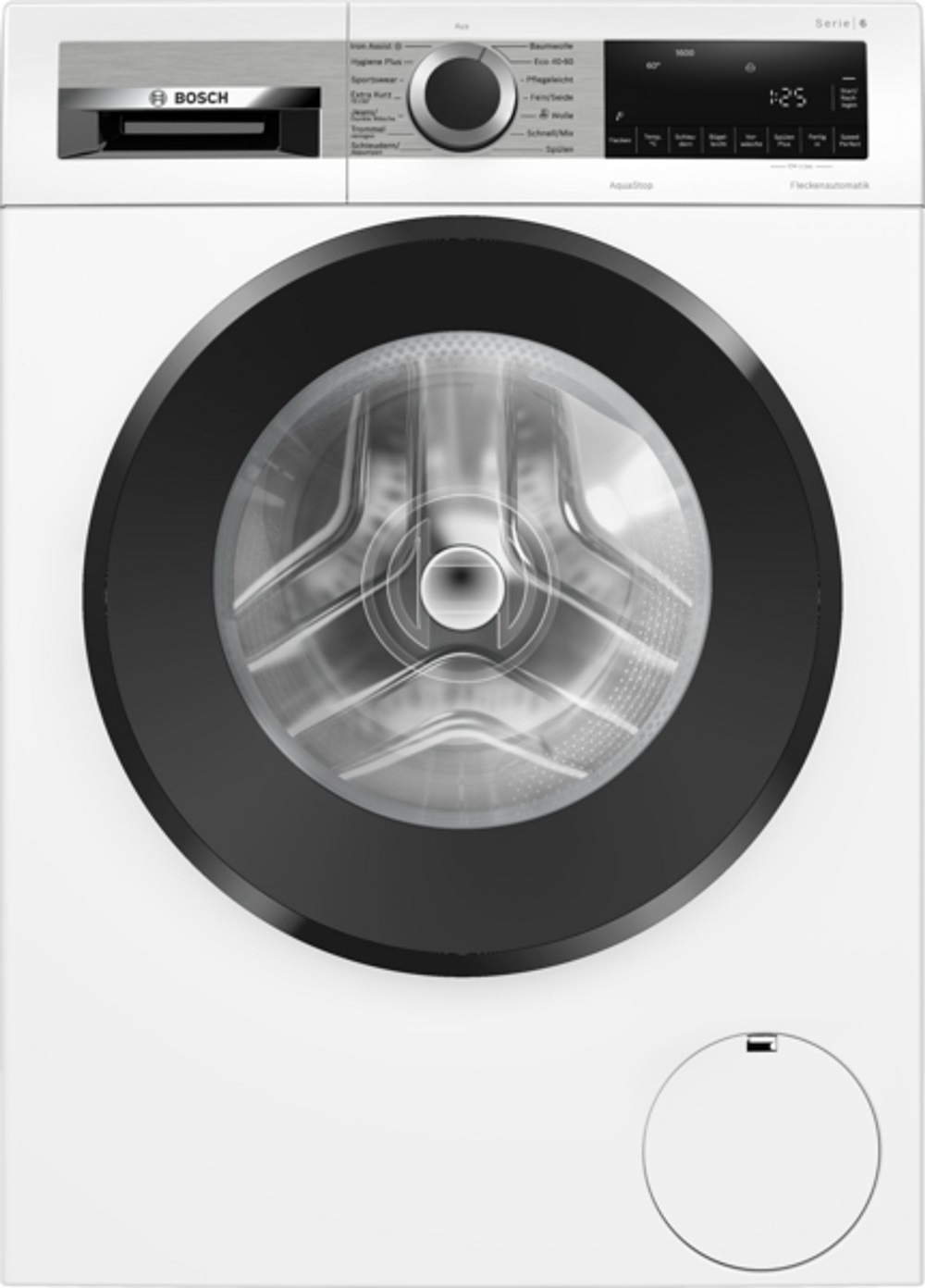 Bosch WGG256Z40 – klassisches Design mit moderner Technik Freistehende Frontansicht der Bosch WGG256Z40 Waschmaschine in Weiß