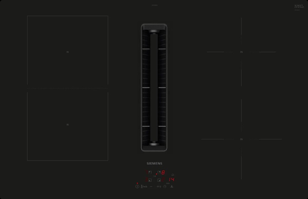 Siemens iQ300 ED811BS16E induction hob with extractor, 80 cm, frameless Siemens iQ300 ED811BS16E induction hob with extractor, 80 cm, frameless