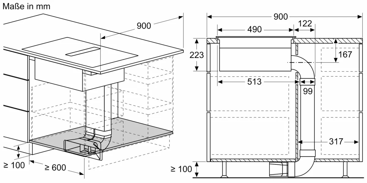 Schematic diagram of the Siemens iQ100 FlexInduction zones