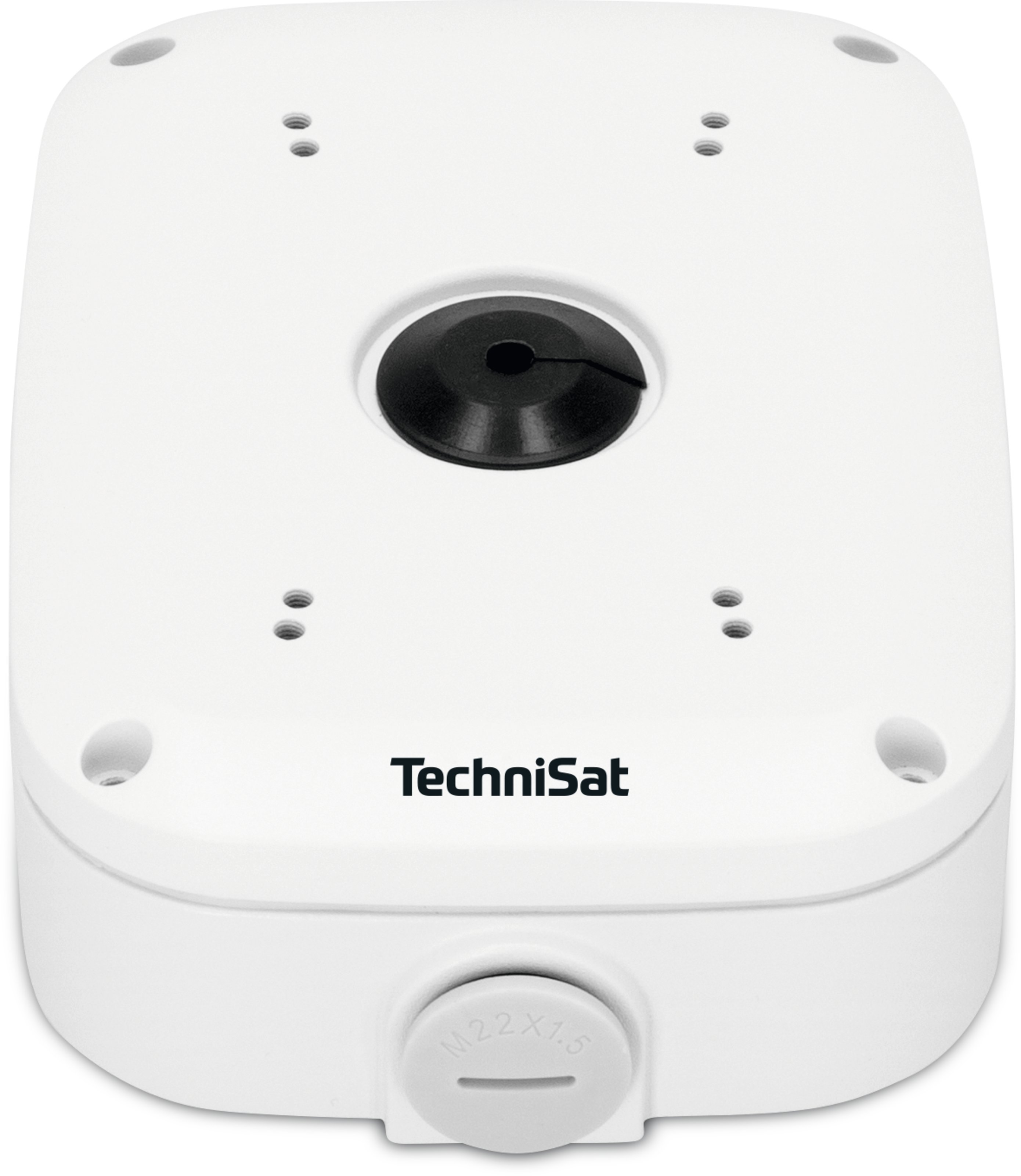 Front view of white TechniSat Mounting Box 2, accessory for TechniSat Outdoor Camera 2