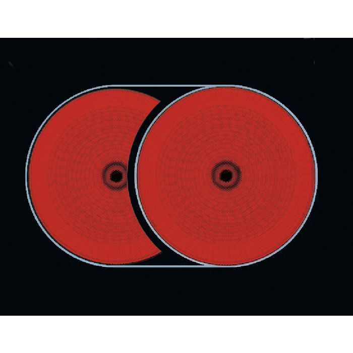 View of the hob with active OptiHeat Control residual heat indicator (3 levels)