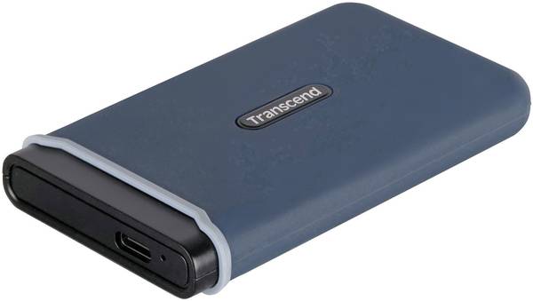 Transcend ESD350C 480GB portable SSD, front view with logo