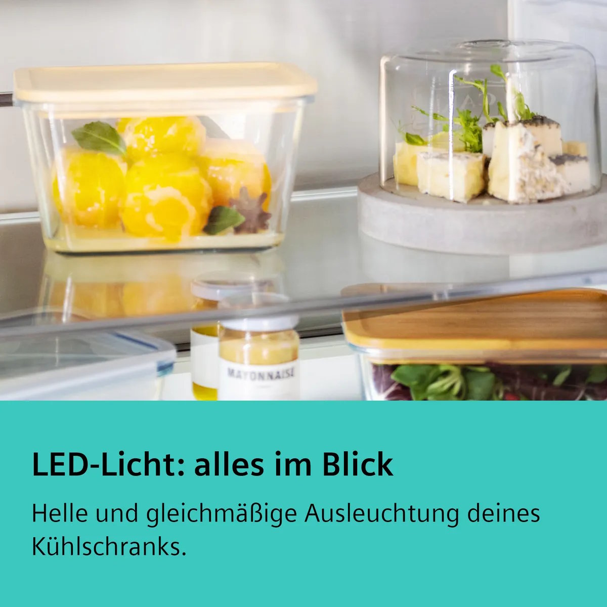 Bright and energy-saving LED lighting in the Siemens fridge