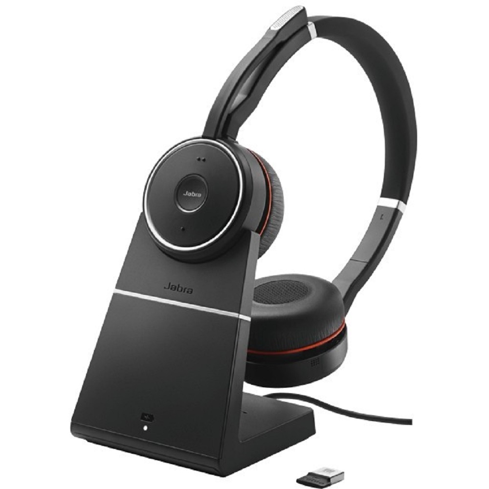 JABRA Evolve 75 MS Stereo - Headset, wireless including Link 380a, desktop charger, Bluetooth, ANC