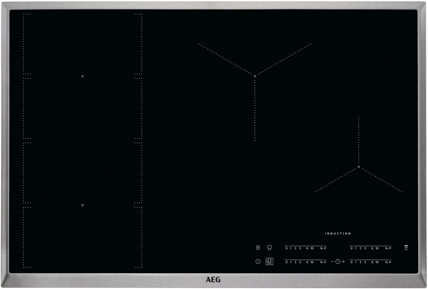 Flexibles Kochen: AEG IKE84471XB mit FlexiBridge ermöglicht individuelle Kochzonen-Kombinationen für optimale Anpassung.