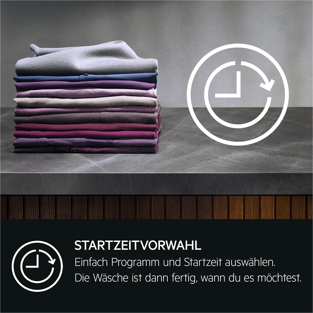 AEG LTR7A70260 - Pre-select the start time, and your laundry will be done when you want it.