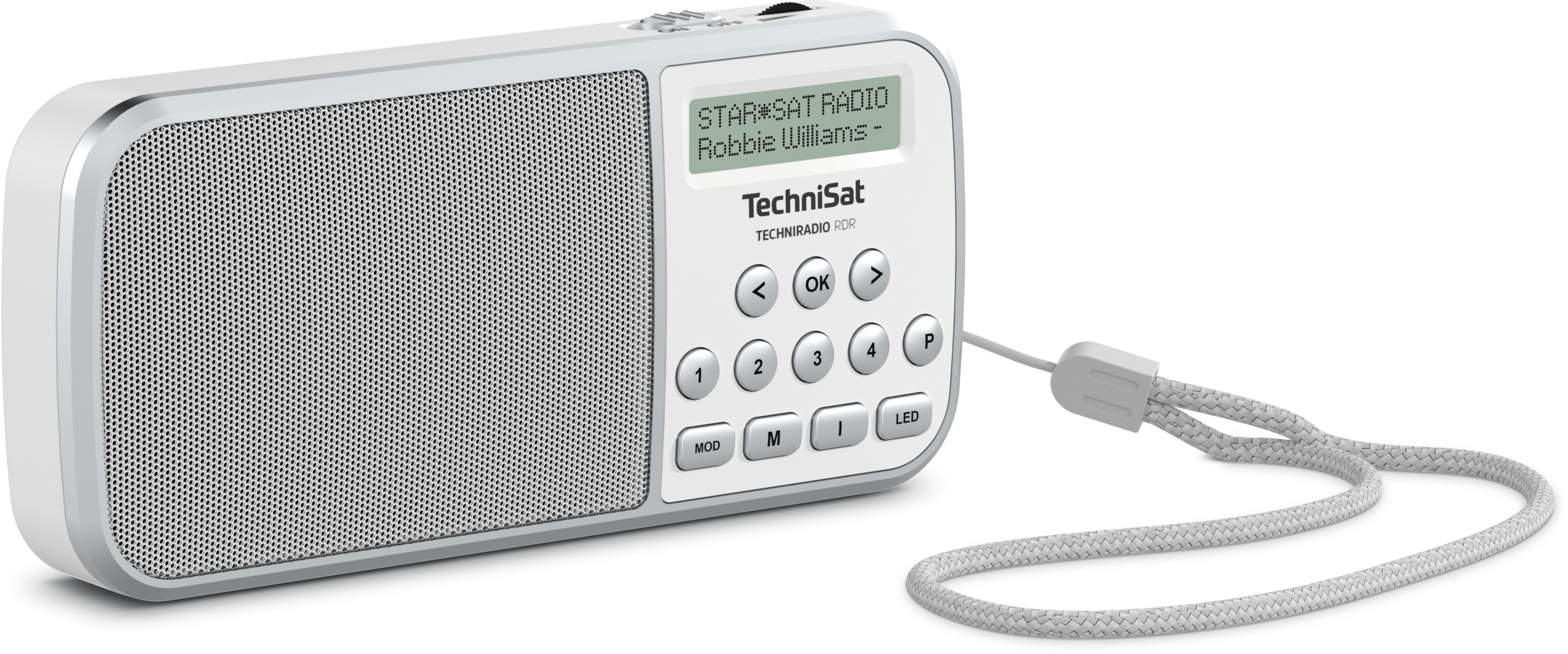 TechniRadio RDR in white – left side view, slim housing.