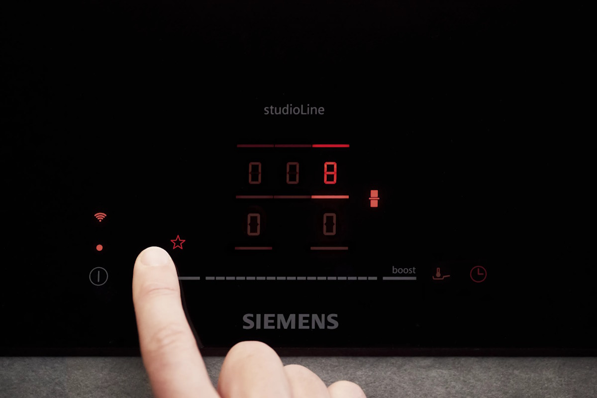 Detailed shot of the Siemens iQ100 cooktop controls