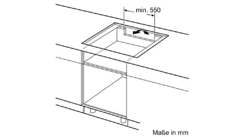Technical drawing of the Siemens EX875LVC1E induction hob with cutout dimensions for the countertop installation (measurements in mm).