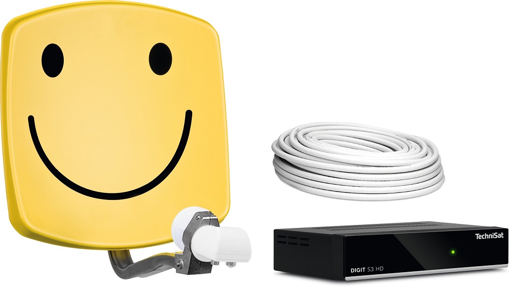 TechniSat Digidish 33, universal twin LNB, smiley yellow