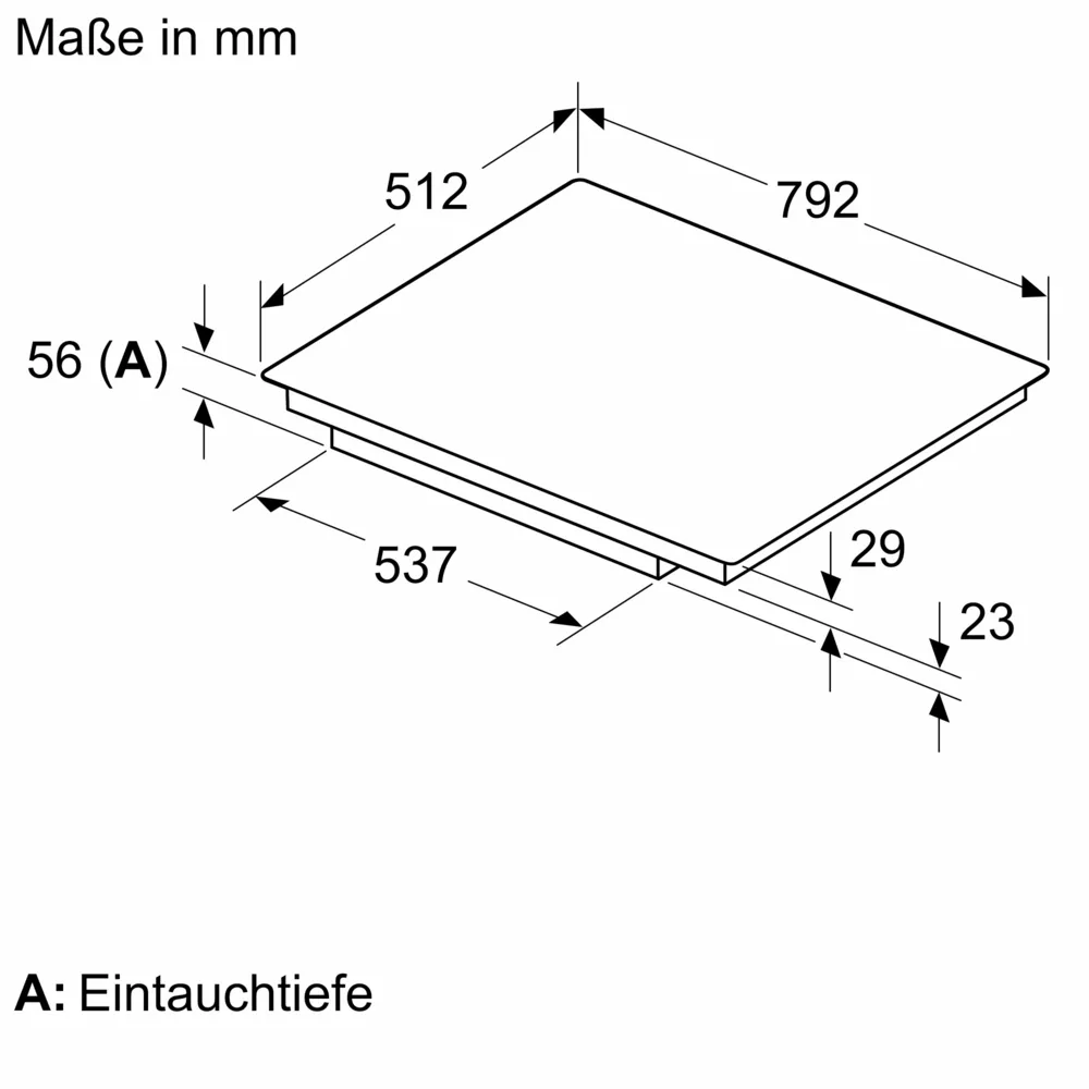 Siemens EX801HVC1E induction cooktop - technical drawing including dimensions