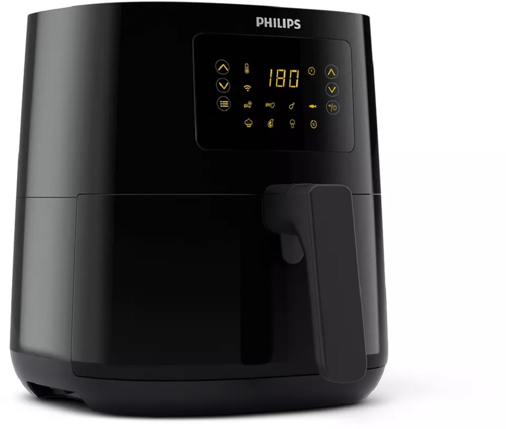 Philips HD9255/90 Airfryer in side view with visible display and drawer handle