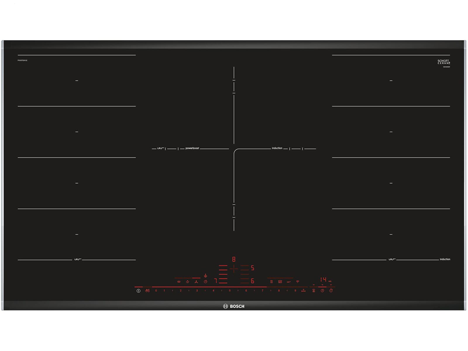 BOSCH PXV975DV1E Series 8 induction hob from SCHOTT CERAN® with PerfectFry frying sensor, 90 cm