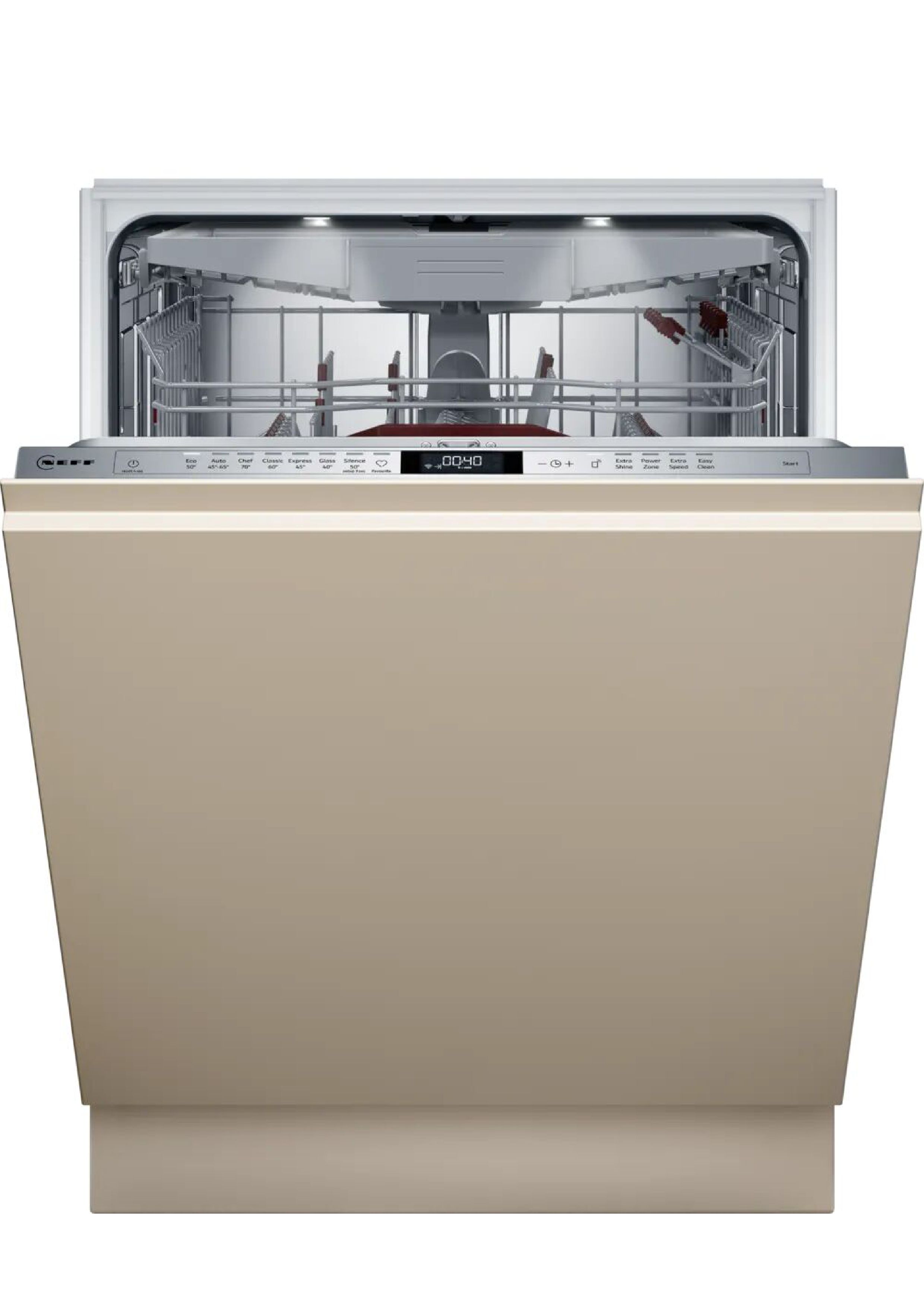 Neff dishwasher control panel and interior