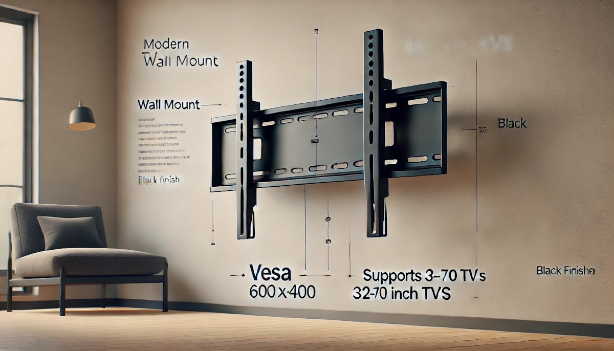 VCM B-FX600 TV wall mount, installed on a wall, TV not shown, wall attachment visible.
