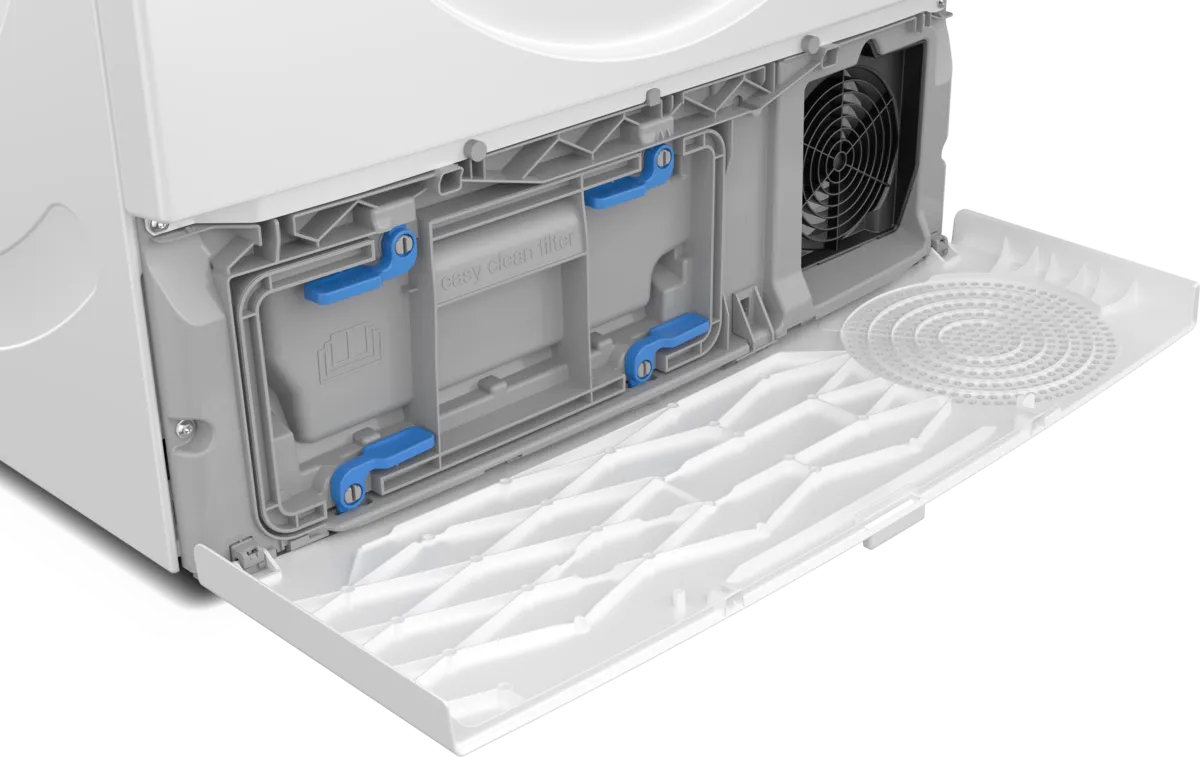 Detail of the easyClean condensate filter on the Siemens heat-pump dryer