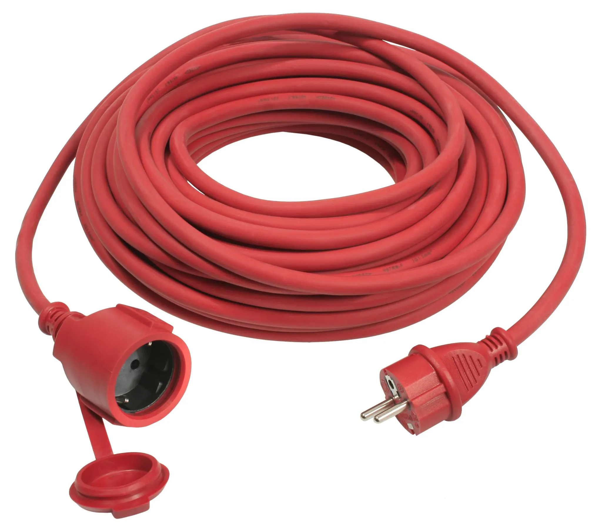 AS-SCHWABE 60272, Gummi Verlängerungsleitung, 5 m Kabel mit Schutzkontaktwickelstecker, Schutzkontaktkupplung, Schutzkappe ­, 230 V / 16 A Verlängerungskabel, IP44, Made in Germany, Rot, Kabel, Kabelzubehör, Verlängerungskabel EAN: 4011160602726