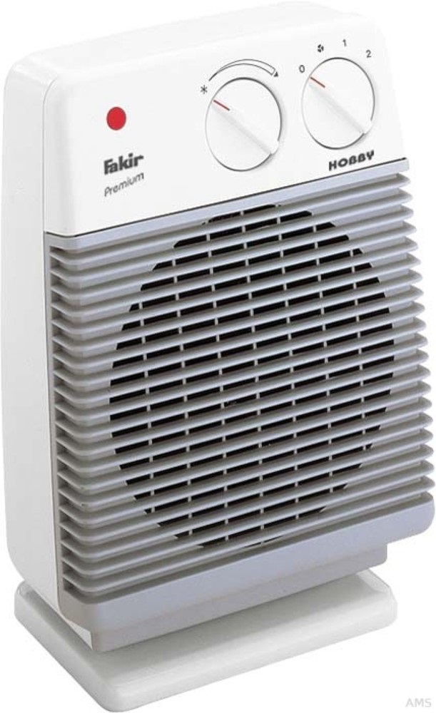 Fakir HL600 fan heater in white, front view with visible control panel.