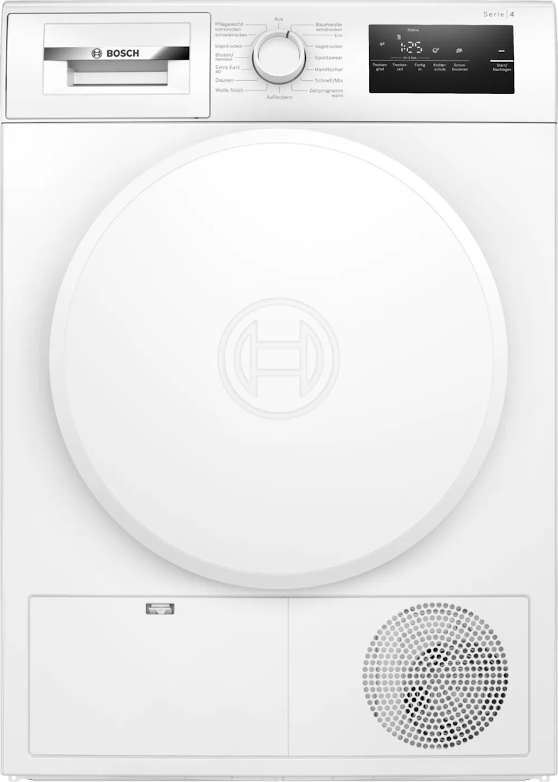 BOSCH WTH83004 Series 4 heat pump dryer white front view