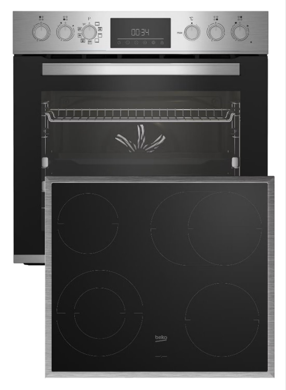 BEKO BBUE1132T0XFP electric stove set - built-in oven set with self-sufficient glass ceramic hob, 66 l