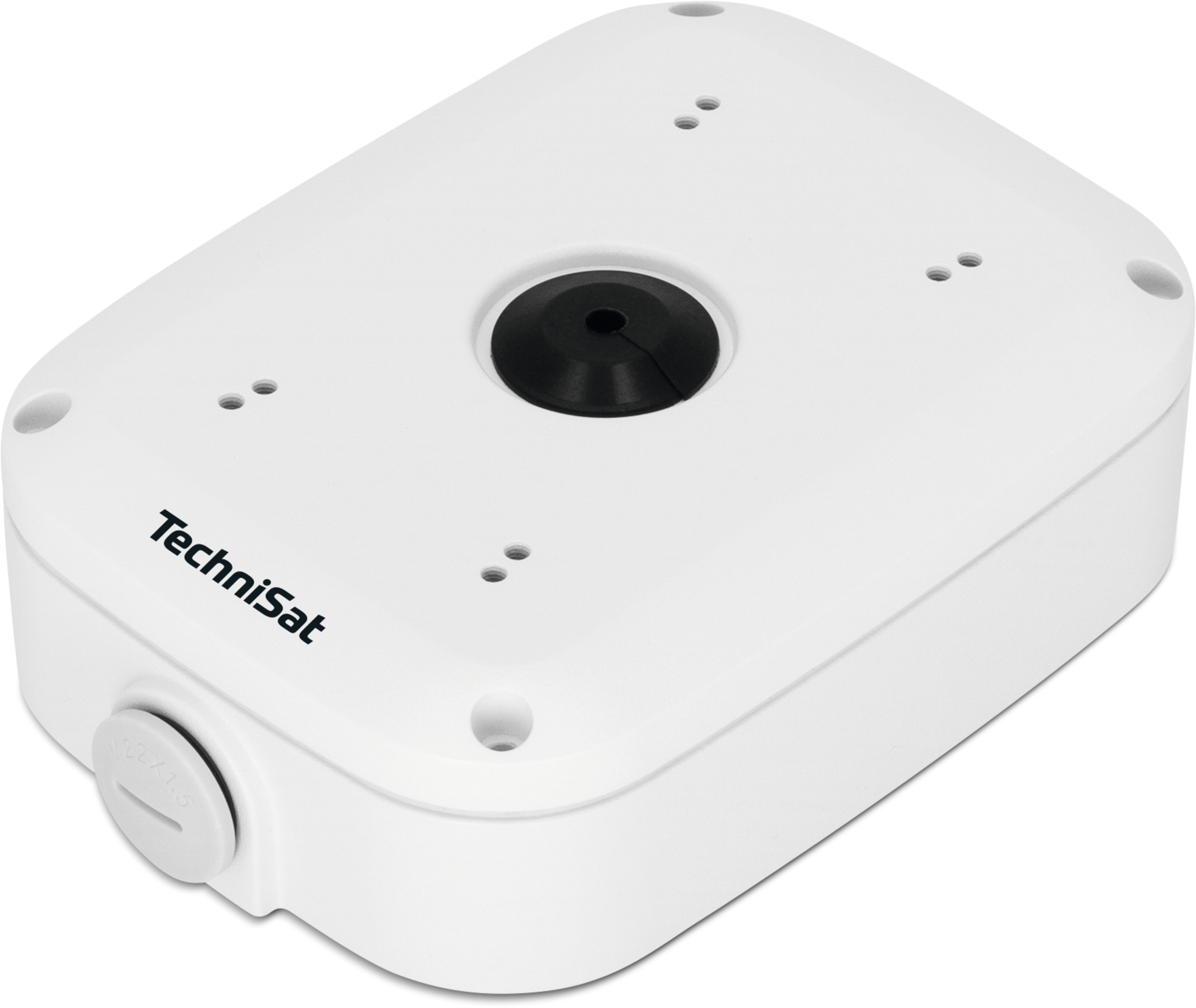 Front view of white TechniSat Mounting Box 2, accessory for TechniSat Outdoor Camera 2