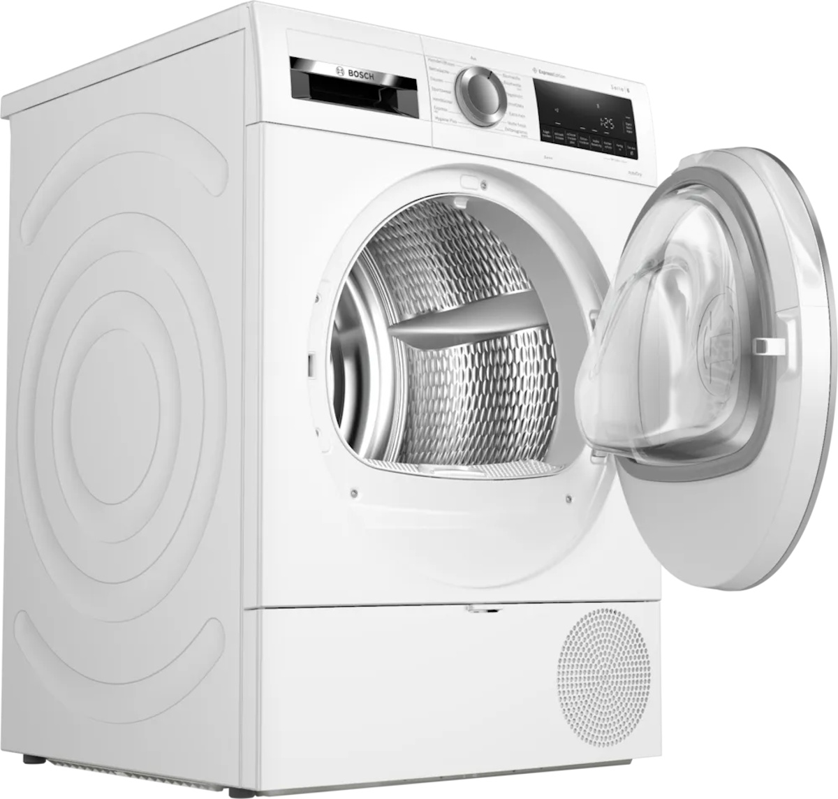 Open porthole view of the easy-to-clean lint filter